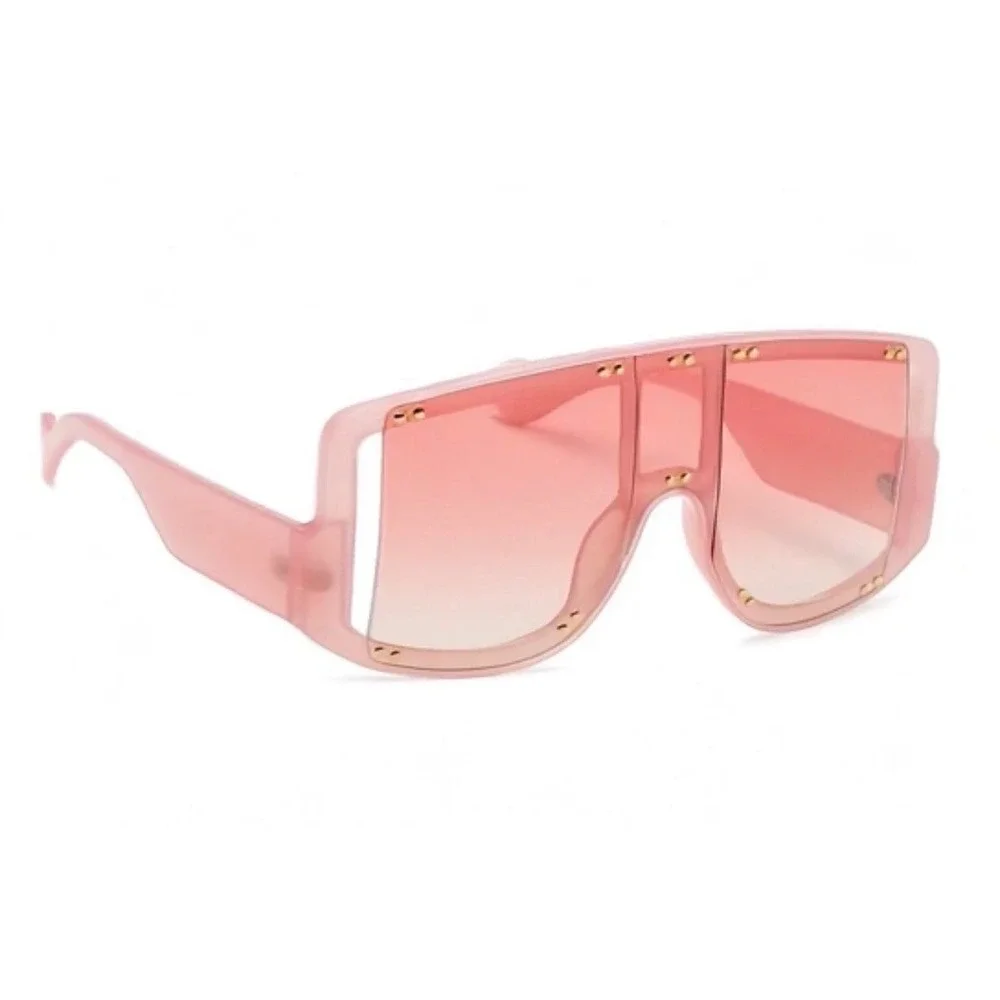 Oversized Shield Sunglasses Women Fashion Visor Pink Lens UV400 Protection Gafas
